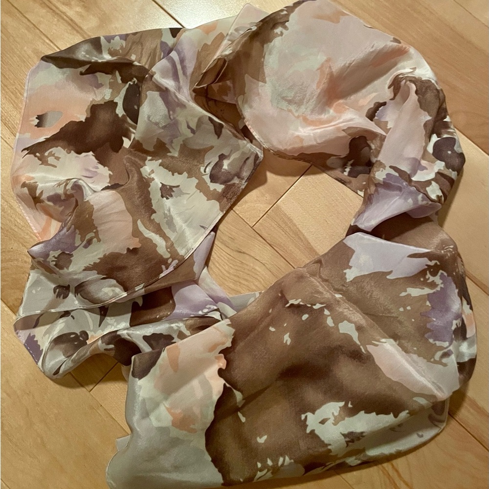 Cynthia Rowley Abstract Brown and Cream Silk Scarf